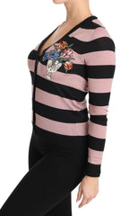 Dolce & Gabbana Pink Floral Cashmere Cardigan Sweater - IT36 | XS - Cardigans