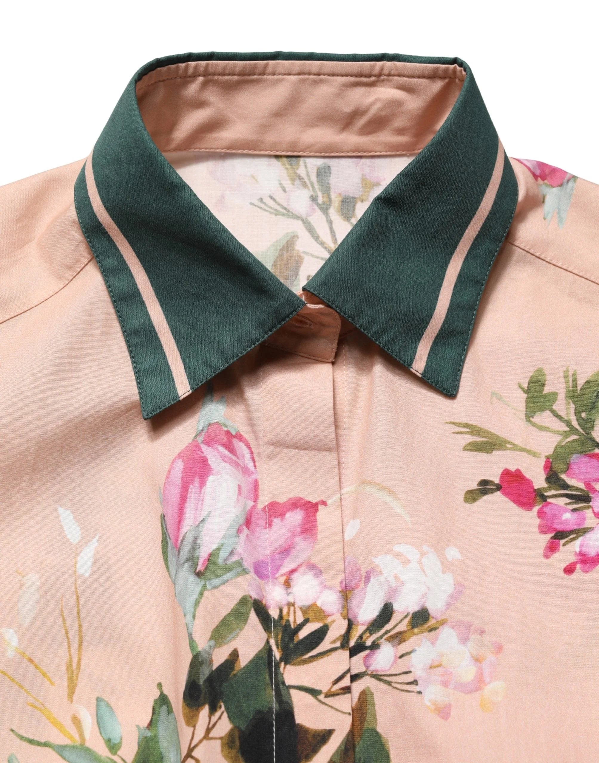 Dolce & Gabbana Pink Floral Cotton Button Front Shirt Top - IT38 | XS