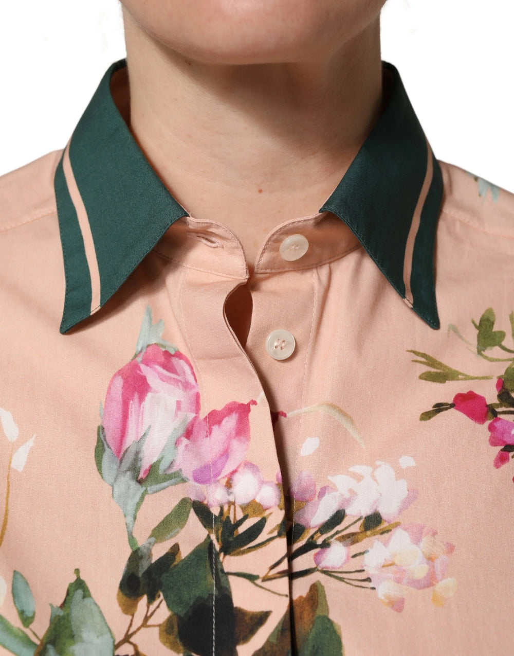 Dolce & Gabbana Pink Floral Cotton Button Front Shirt Top - IT38 | XS