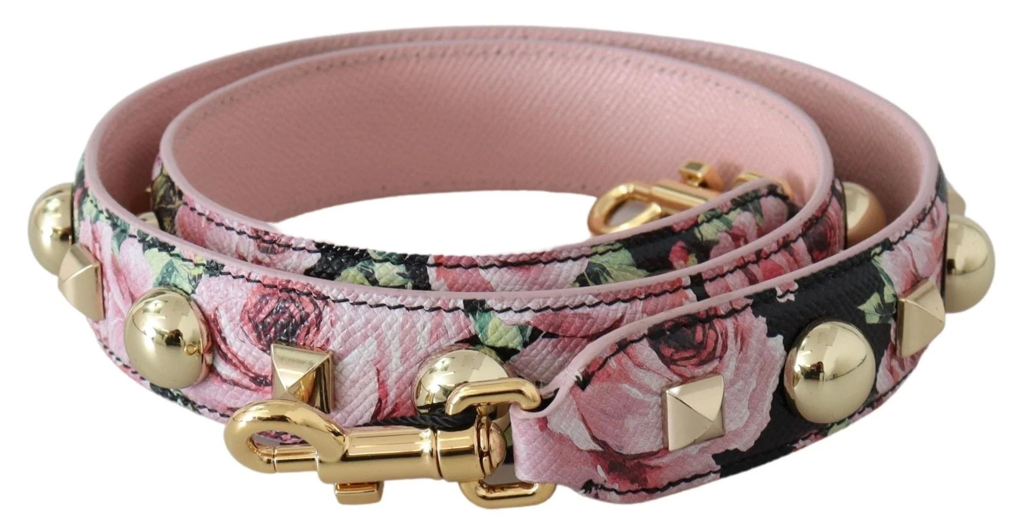 Dolce & Gabbana Pink Floral Gold Studs Bag Accessory Shoulder Strap - Handbag & Wallet Accessories