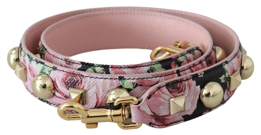 Dolce & Gabbana Pink Floral Gold Studs Bag Accessory Shoulder Strap - Handbag & Wallet Accessories