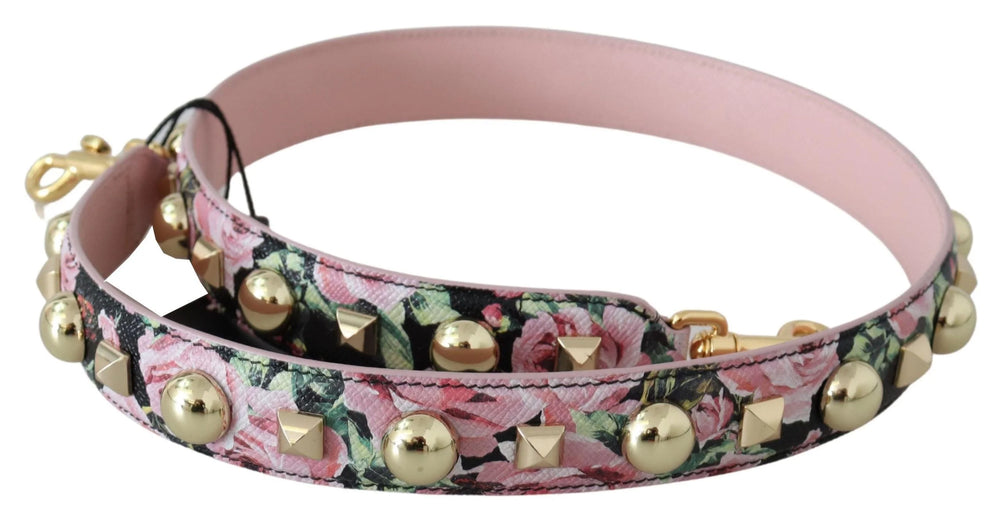 Dolce & Gabbana Pink Floral Gold Studs Bag Accessory Shoulder Strap - Handbag & Wallet Accessories