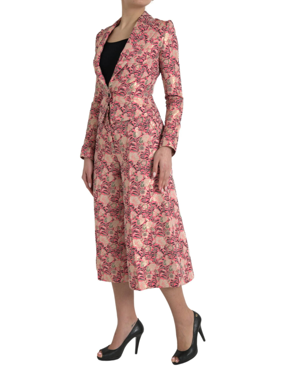 Dolce & Gabbana Pink Floral Jacquard Slim Fit 2 Piece Suit - IT40|S - Pant Suits