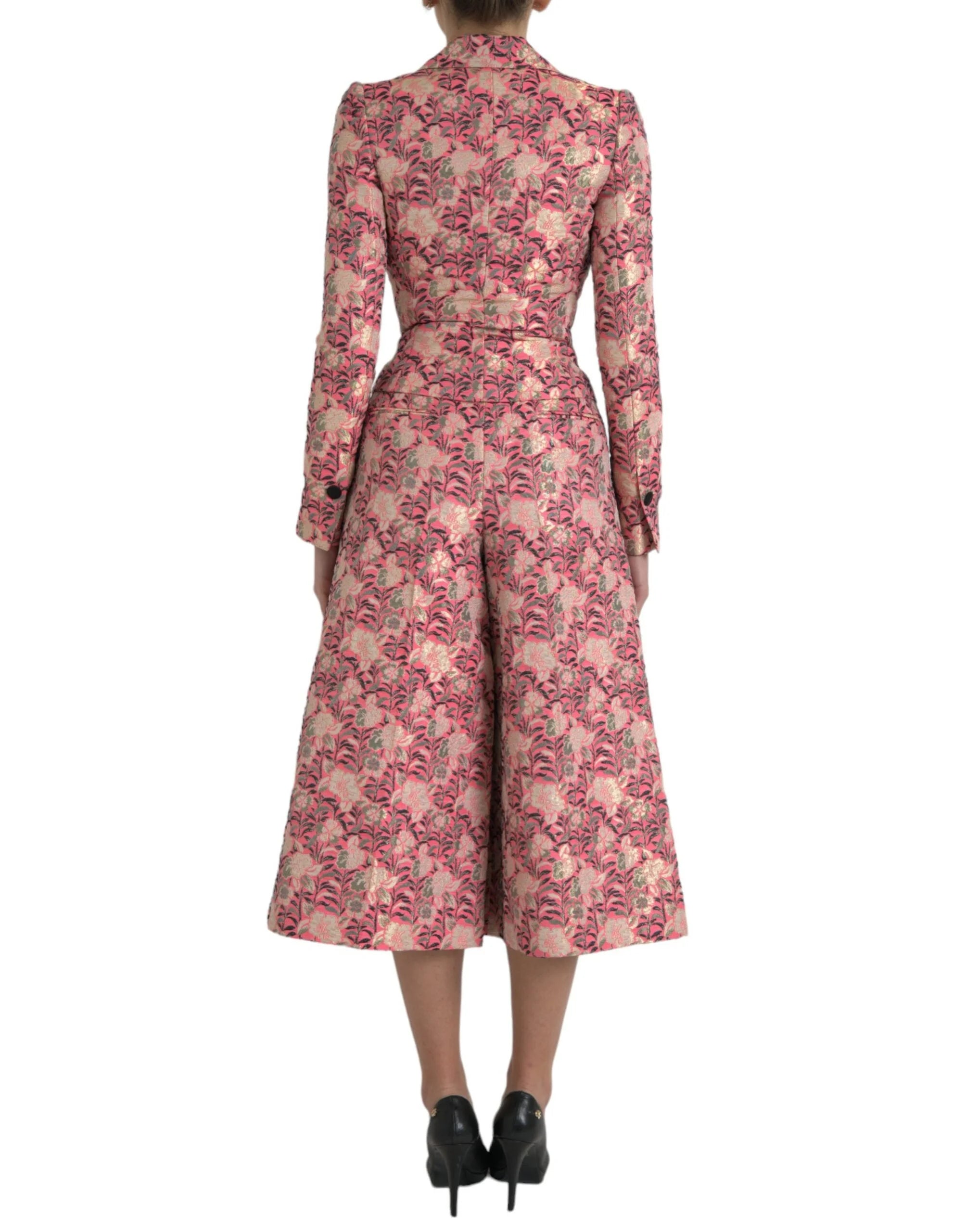 Dolce & Gabbana Pink Floral Jacquard Slim Fit 2 Piece Suit - IT40|S - Pant Suits
