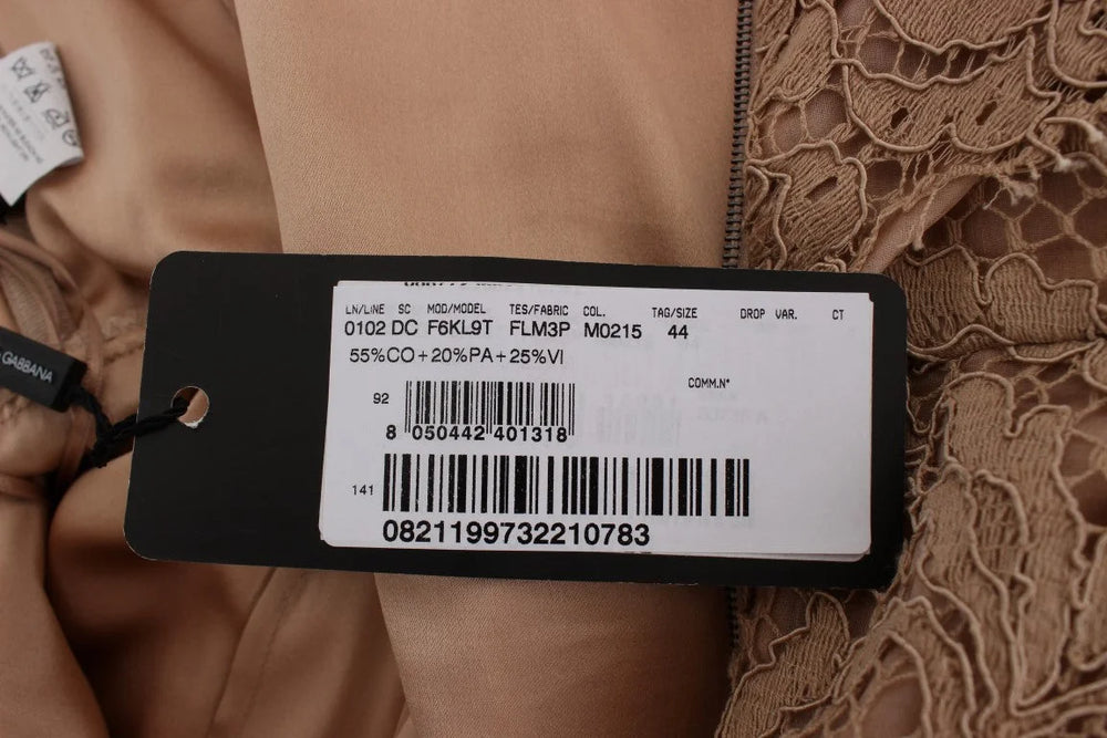 Dolce & Gabbana Pink Floral Lace Full Length Sheath Dress - IT44|L - Dresses