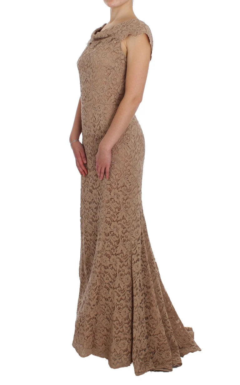 Dolce & Gabbana Pink Floral Lace Full Length Sheath Dress - IT44|L - Dresses