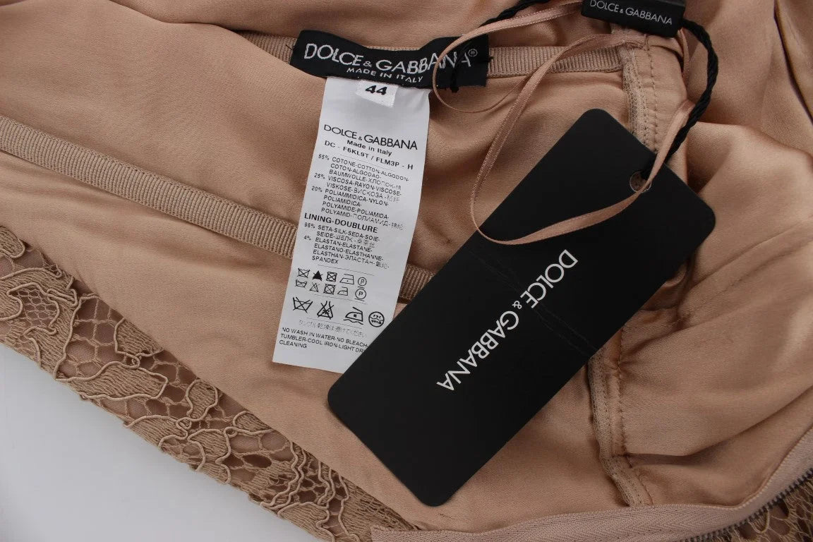 Dolce & Gabbana Pink Floral Lace Full Length Sheath Dress - IT44|L - Dresses