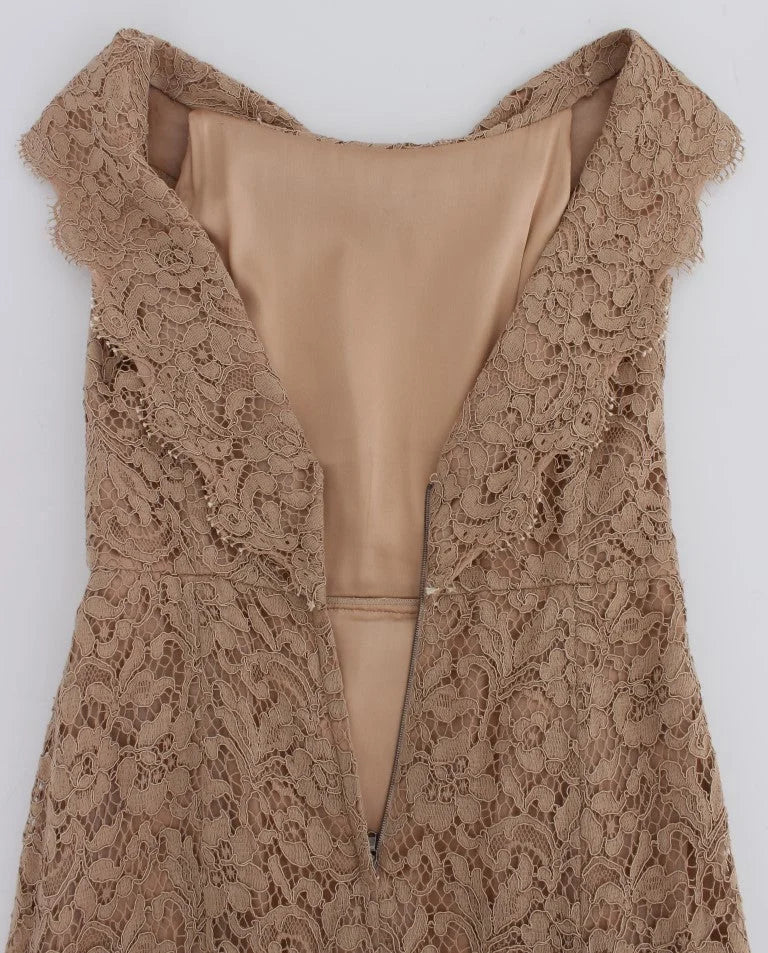 Dolce & Gabbana Pink Floral Lace Full Length Sheath Dress - IT44|L - Dresses