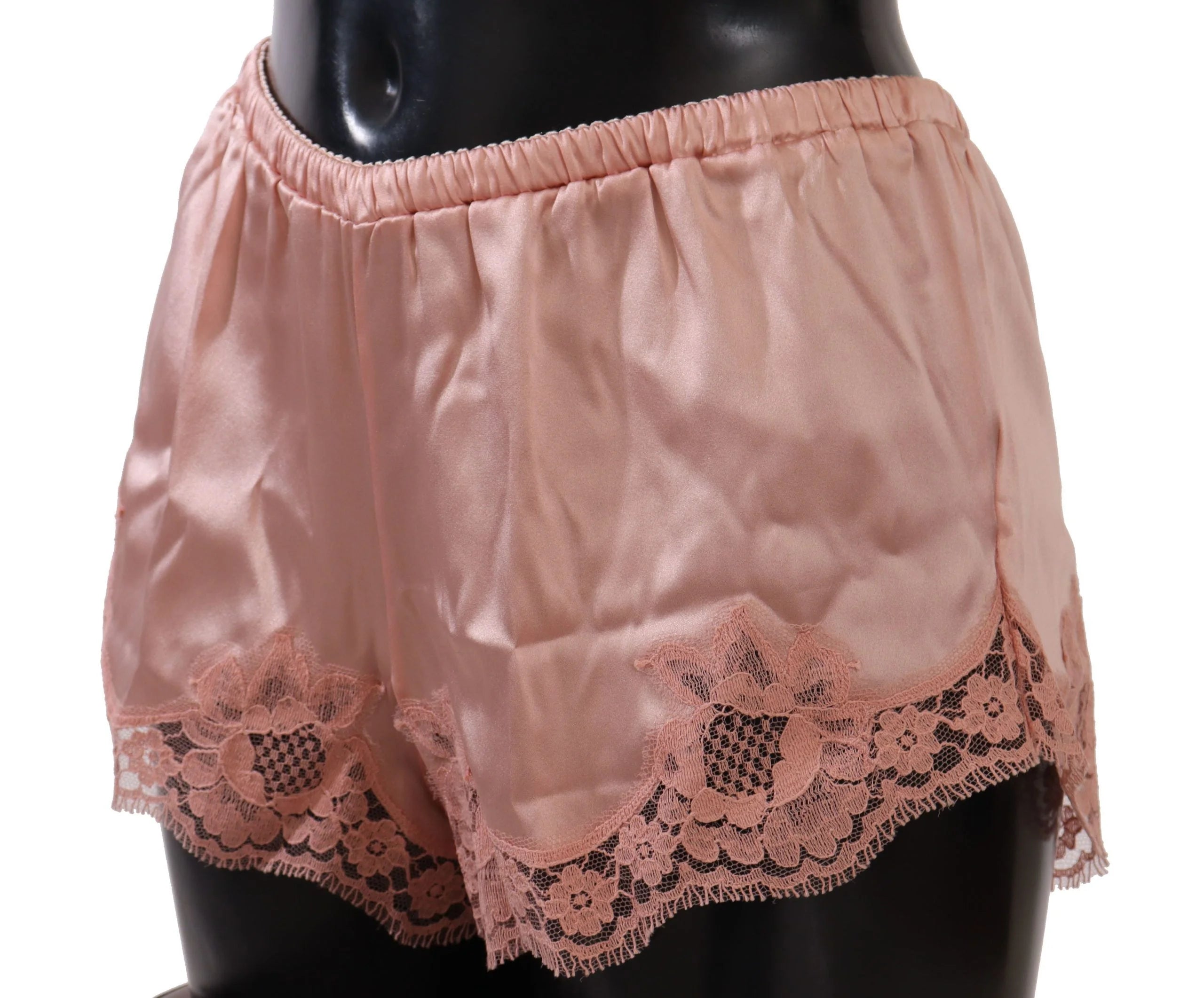 Dolce & Gabbana Pink Floral Lace Lingerie Underwear - Boyshorts