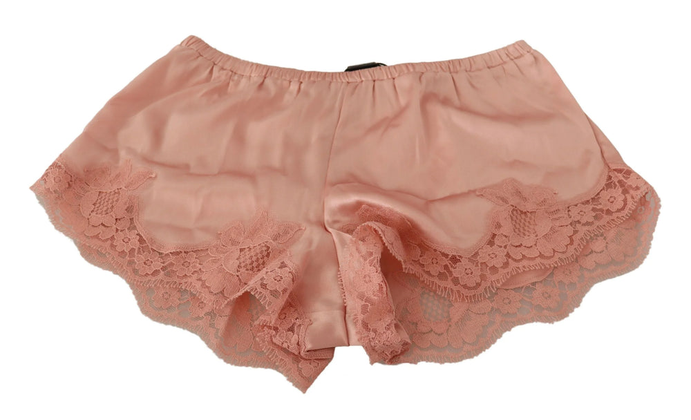 Dolce & Gabbana Pink Floral Lace Lingerie Underwear - Boyshorts