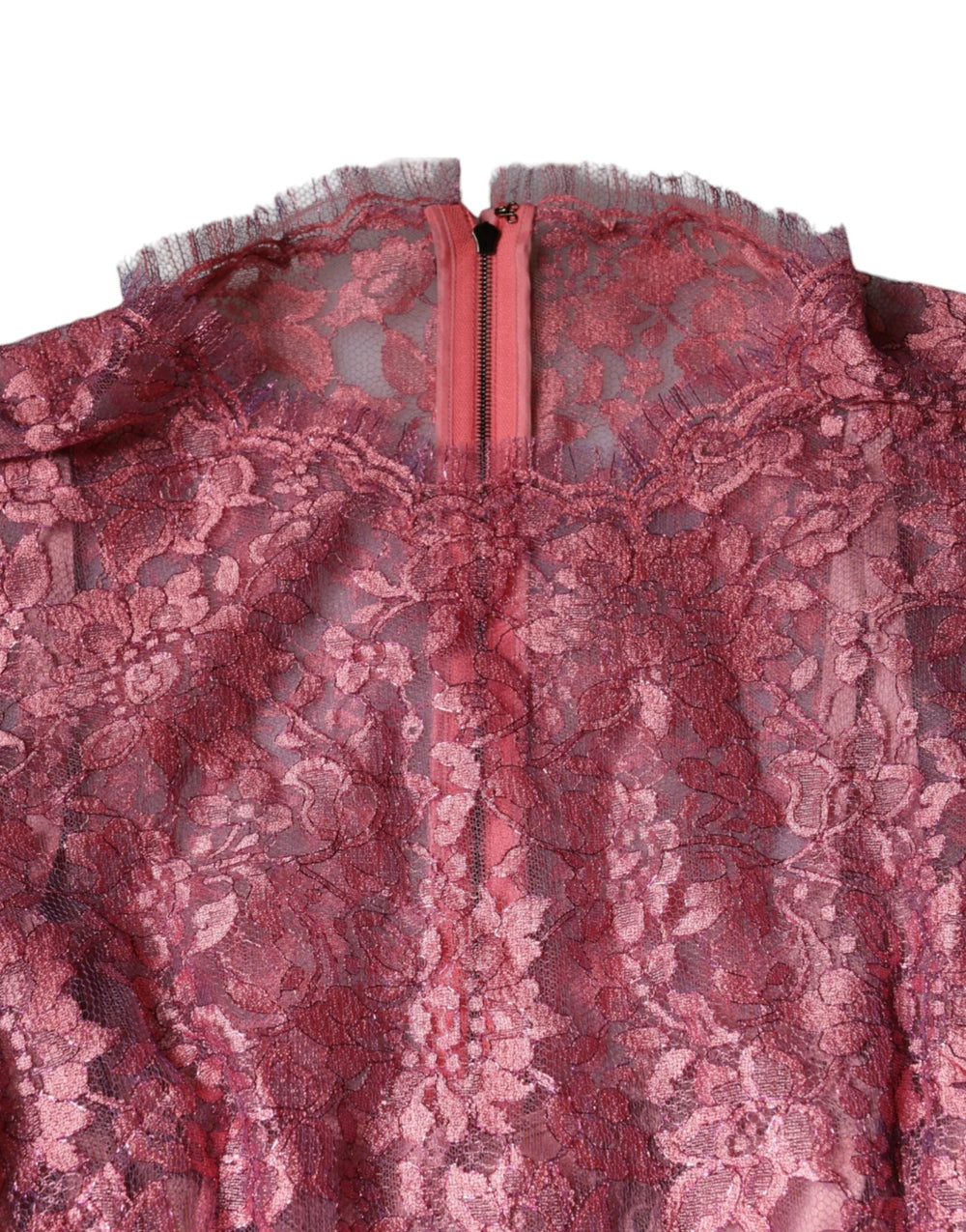 Dolce & Gabbana Pink Floral Lace Long Sleeve Midi Dress - IT36|XXS - Dresses