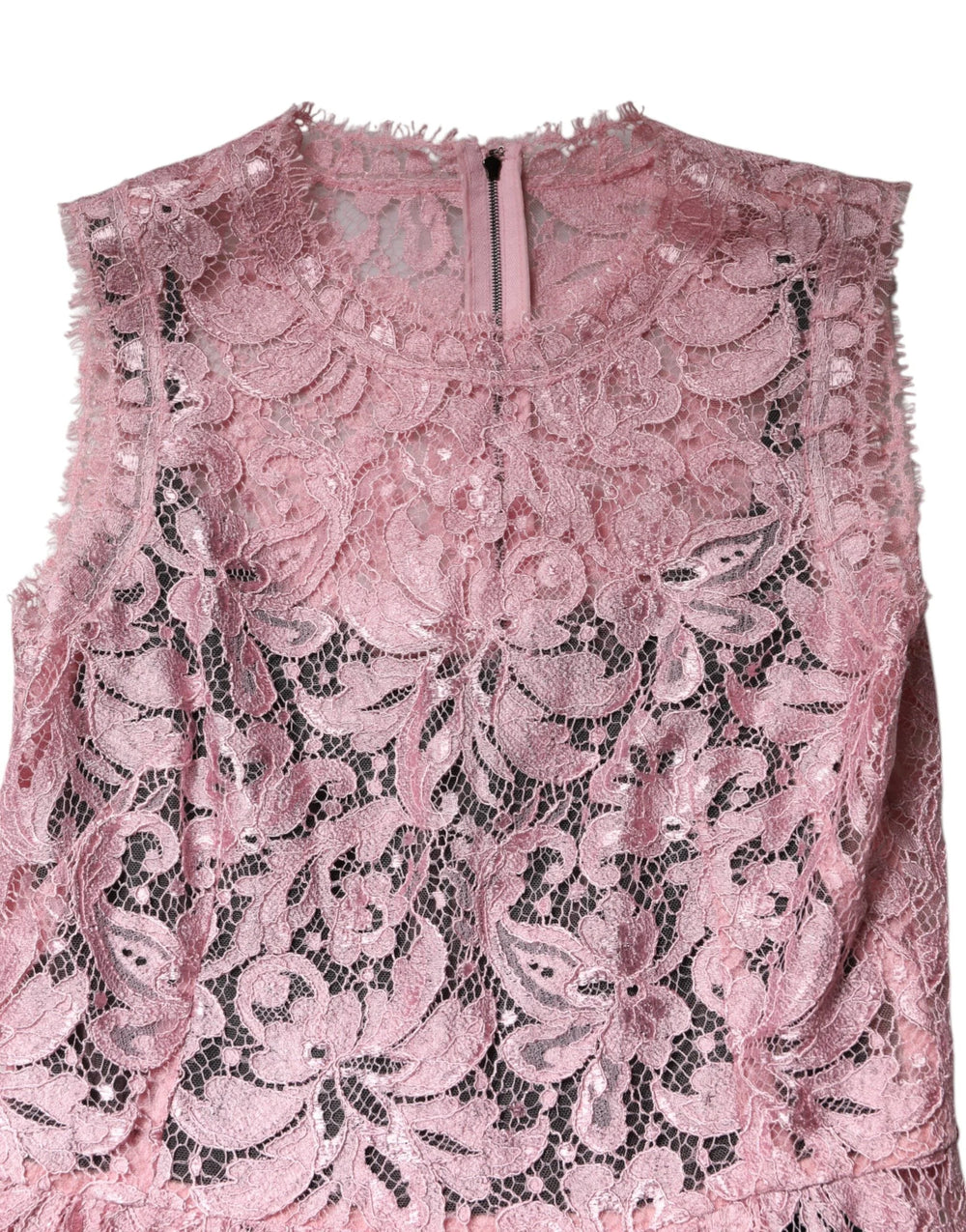Dolce & Gabbana Pink Floral Lace Sleeveless Sheath Dress - Dresses