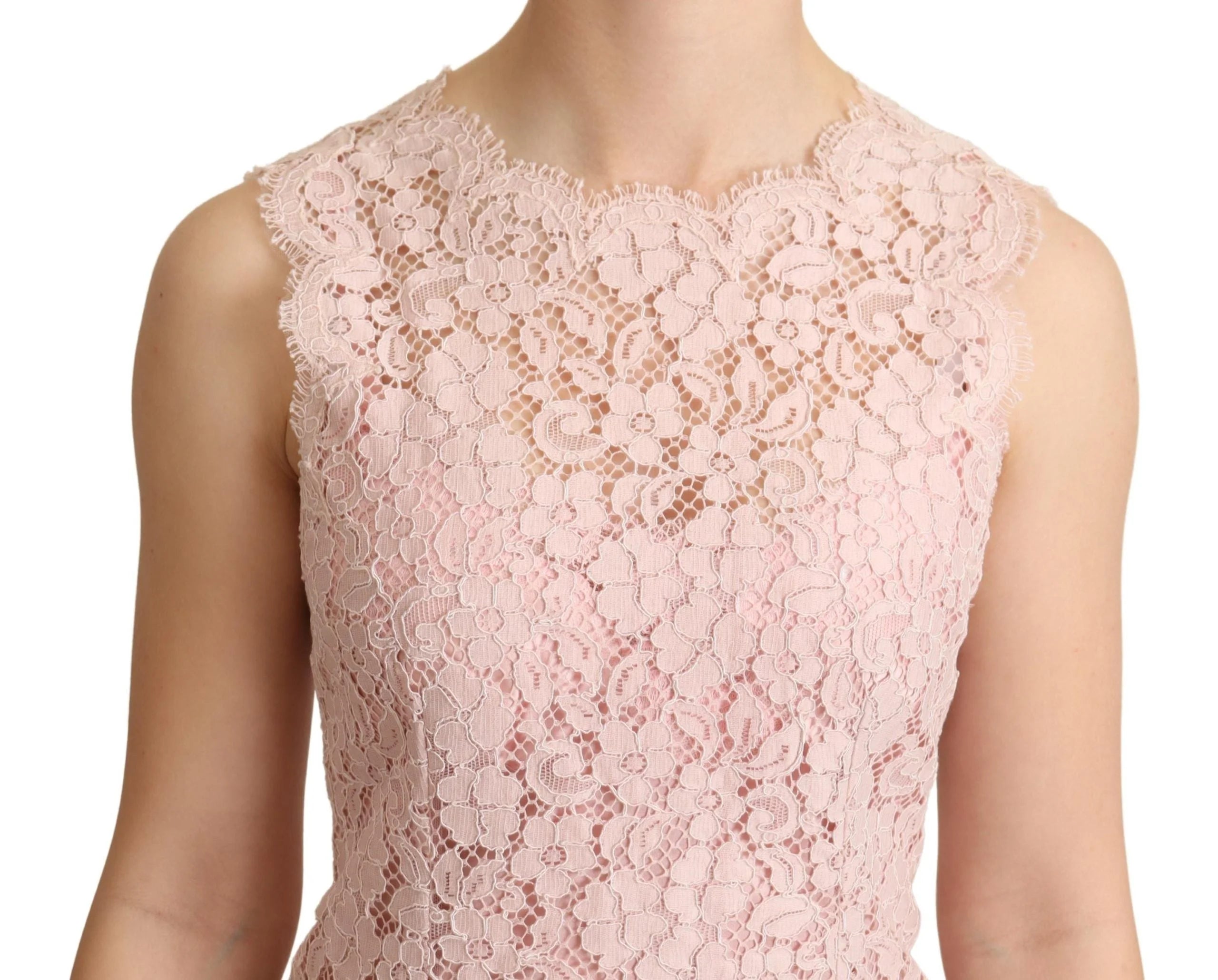 Dolce & Gabbana Pink Floral Lace Sleeveless Tank Blouse Top - IT38|XS - Blouses