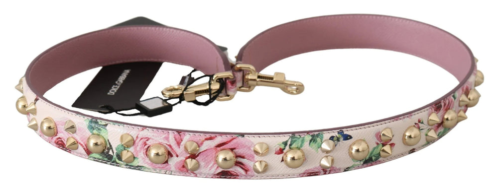 Dolce & Gabbana Pink Floral Leather Stud Accessory Shoulder Strap - Handbag & Wallet Accessories