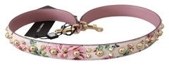 Dolce & Gabbana Pink Floral Leather Stud Accessory Shoulder Strap - Handbag & Wallet Accessories