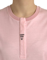 Dolce & Gabbana Pink Floral Print Cotton Short Sleeves T-shirt - IT40|S - T-Shirts