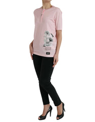 Dolce & Gabbana Pink Floral Print Cotton Short Sleeves T-shirt - IT40|S - T-Shirts