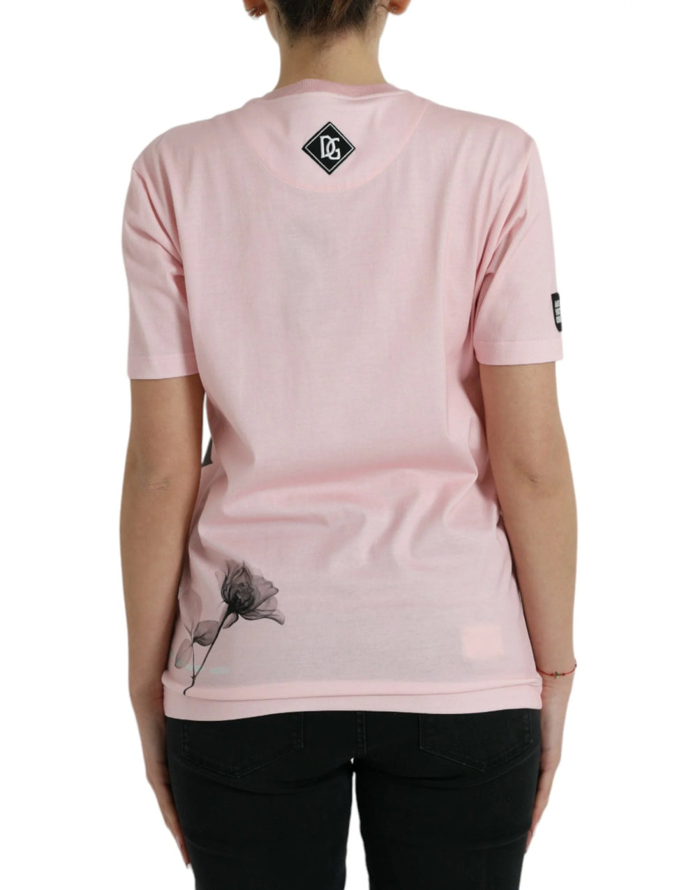 Dolce & Gabbana Pink Floral Print Cotton Short Sleeves T-shirt - IT40|S - T-Shirts