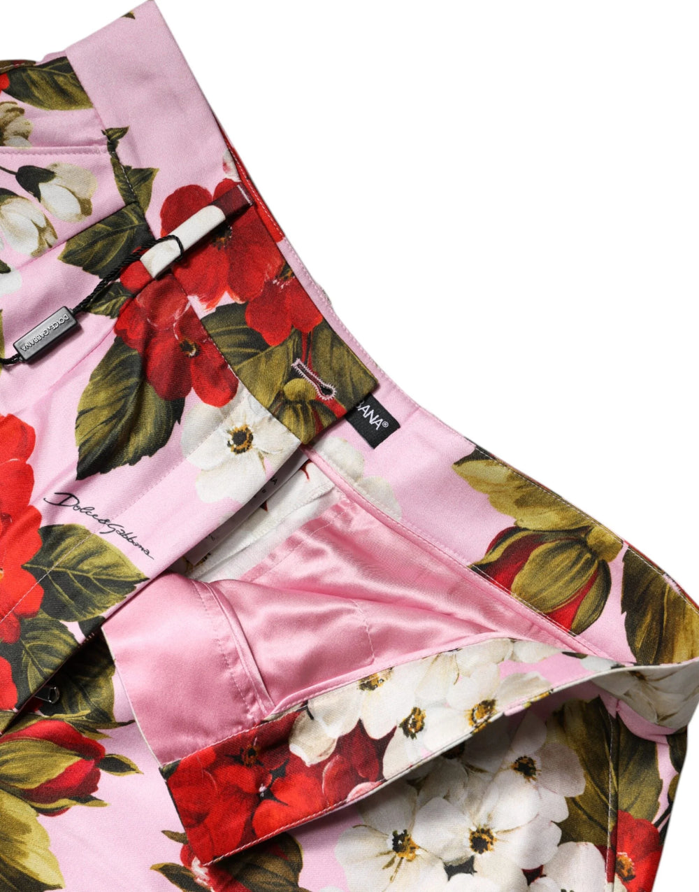 Dolce & Gabbana Pink Floral Print High Waist Hotpants Short - Short Trousers