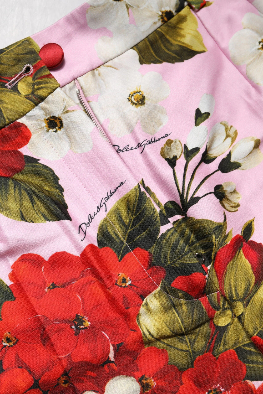 Dolce & Gabbana Pink Floral Print High Waist Hotpants Short - Short Trousers