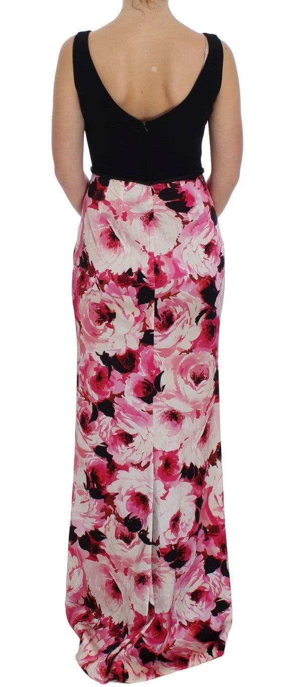 Dolce & Gabbana Pink Floral Print Long Maxi Sheath Dress - IT42|M - Dresses