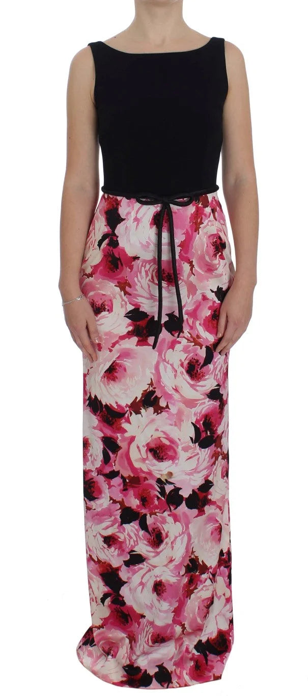 Dolce & Gabbana Pink Floral Print Long Maxi Sheath Dress - IT42|M - Dresses