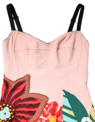 Dolce & Gabbana Pink Floral Print Spaghetti Strap Mini Dress - IT40|S - Dresses