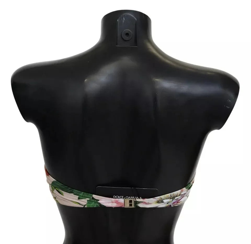 Dolce & Gabbana Pink Floral Print Swimsuit Beachwear Bikini Top - IT2 | S - Swimwear Tops