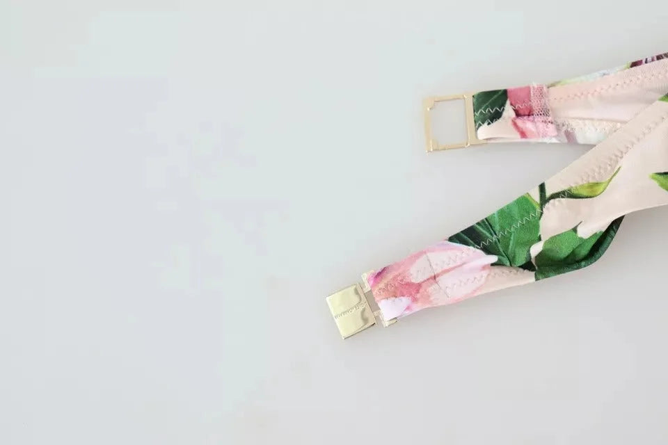 Dolce & Gabbana Pink Floral Print Swimsuit Beachwear Bikini Top - IT2 | S - Swimwear Tops