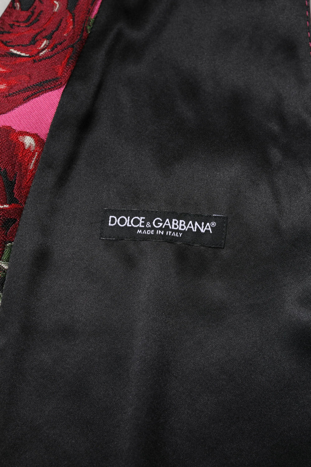 Dolce & Gabbana Pink Floral Satin Formal Men Waistcoat Vest - IT50 | L