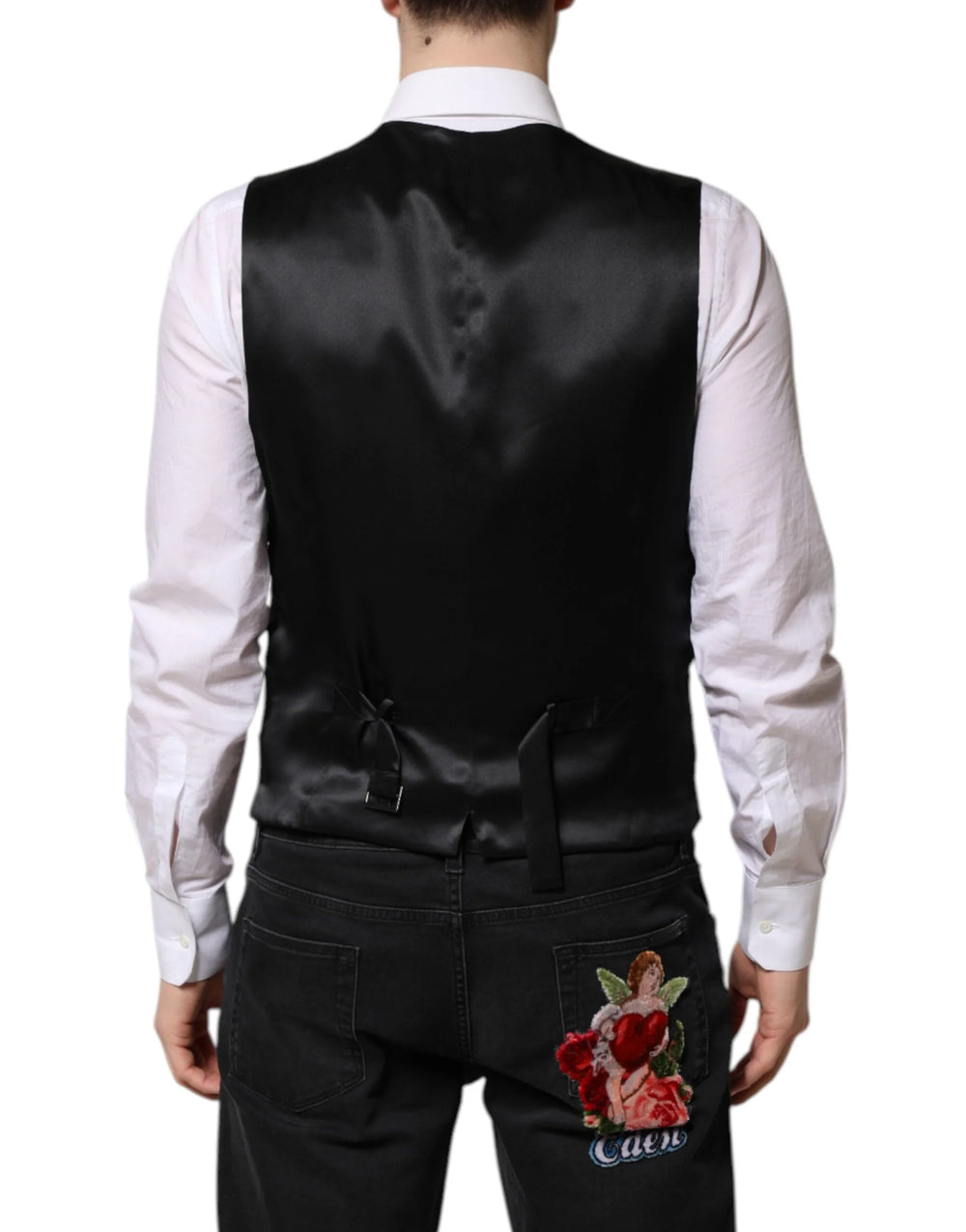 Dolce & Gabbana Pink Floral Satin Formal Men Waistcoat Vest - IT50 | L