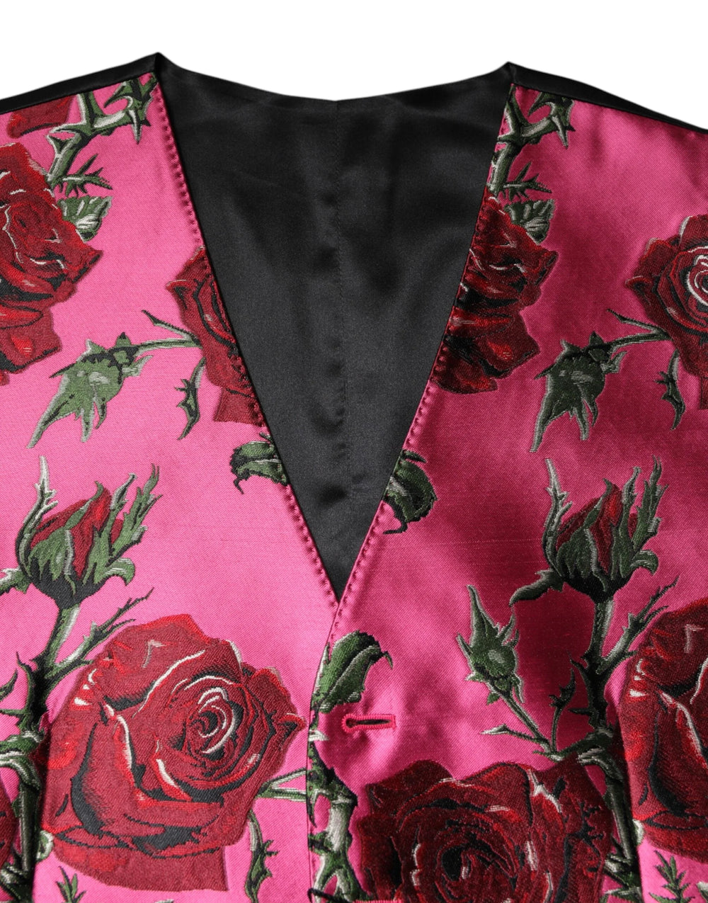 Dolce & Gabbana Pink Floral Satin Formal Men Waistcoat Vest - IT50 | L