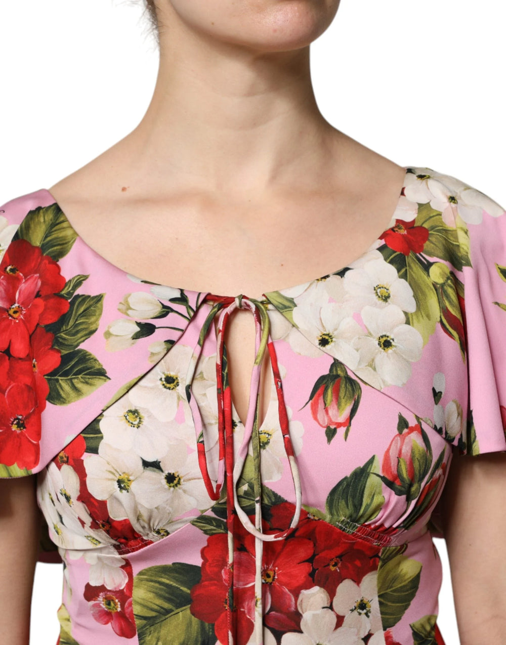 Dolce & Gabbana Pink Floral Silk Short Sleeves Blouse Top - Blouses