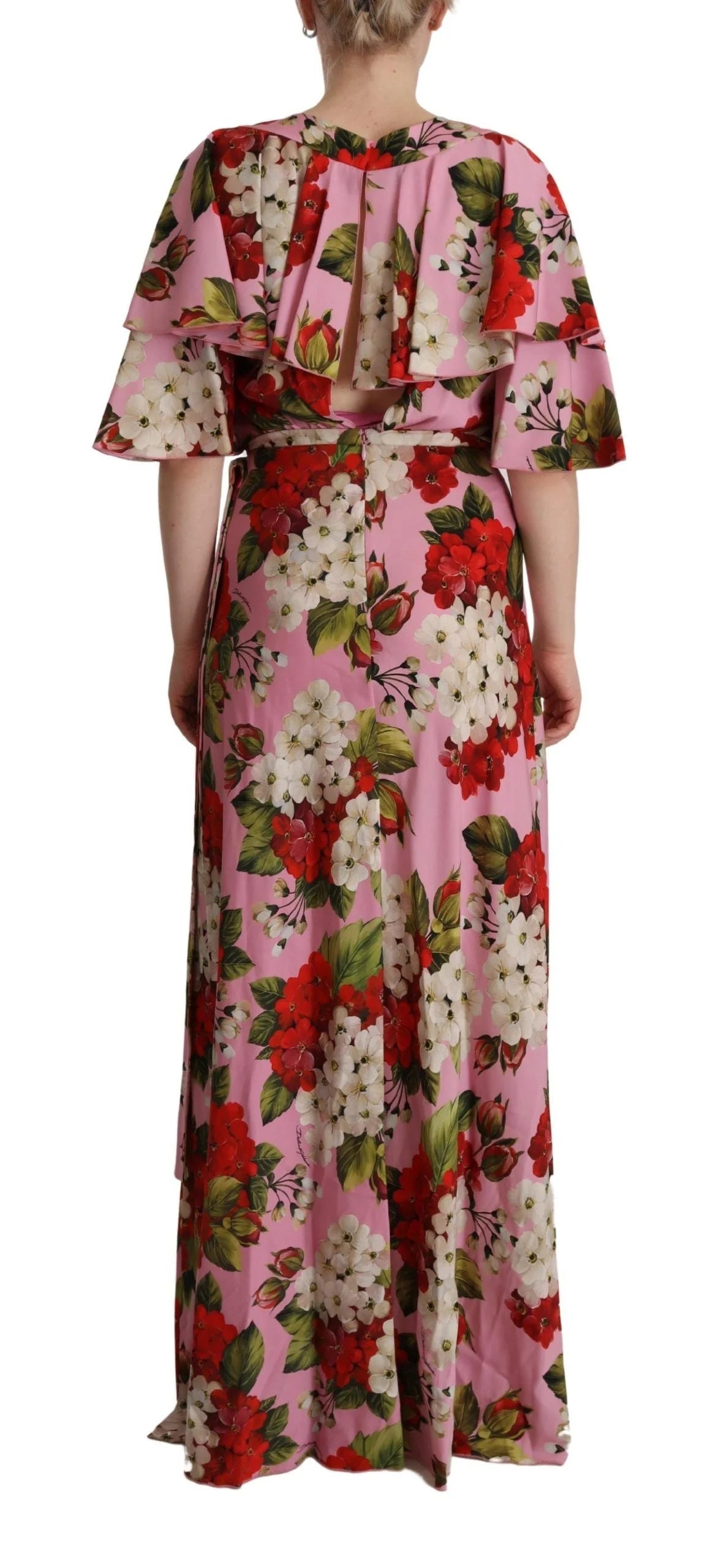 Dolce & Gabbana Pink Floral Silk Stretch Gown Maxi Dress - Dresses