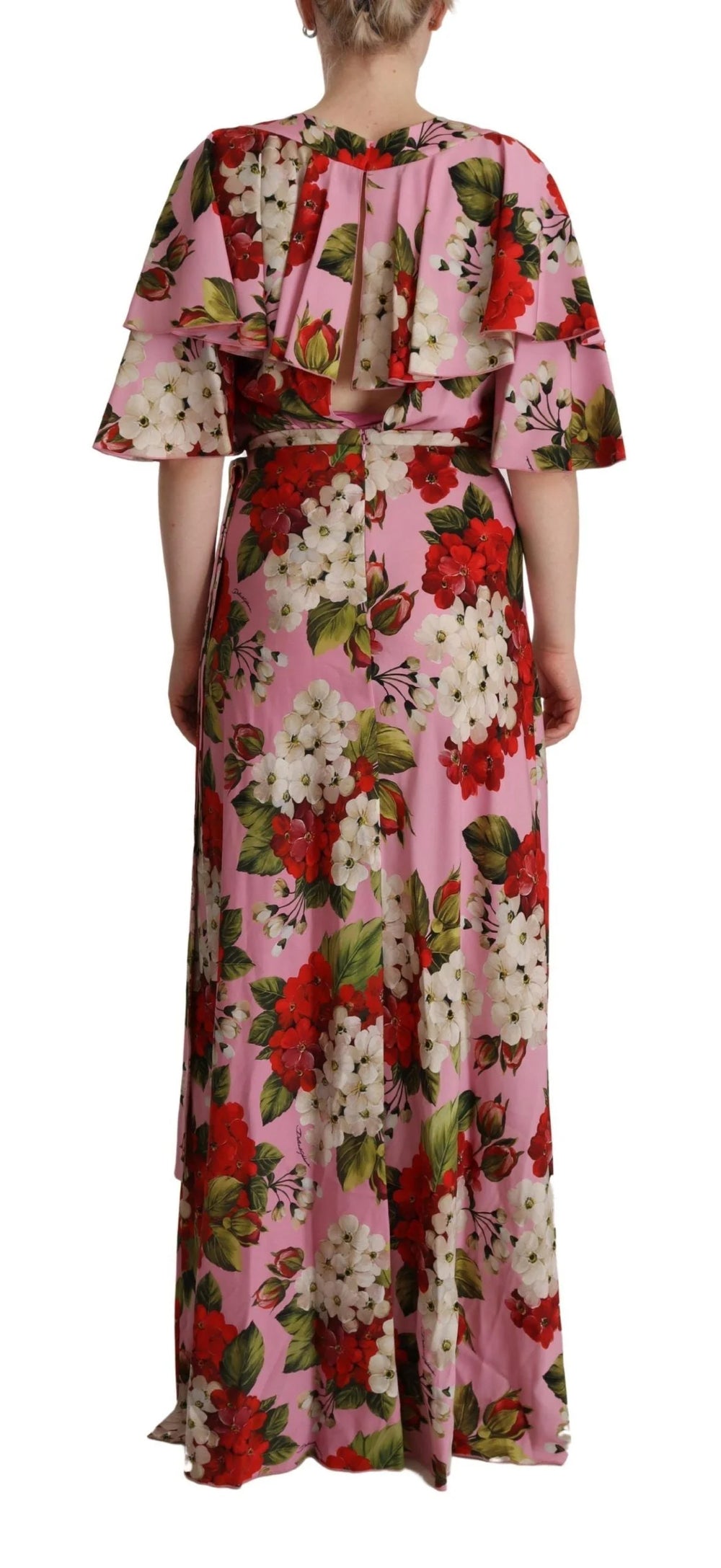 Dolce & Gabbana Pink Floral Silk Stretch Gown Maxi Dress - Dresses