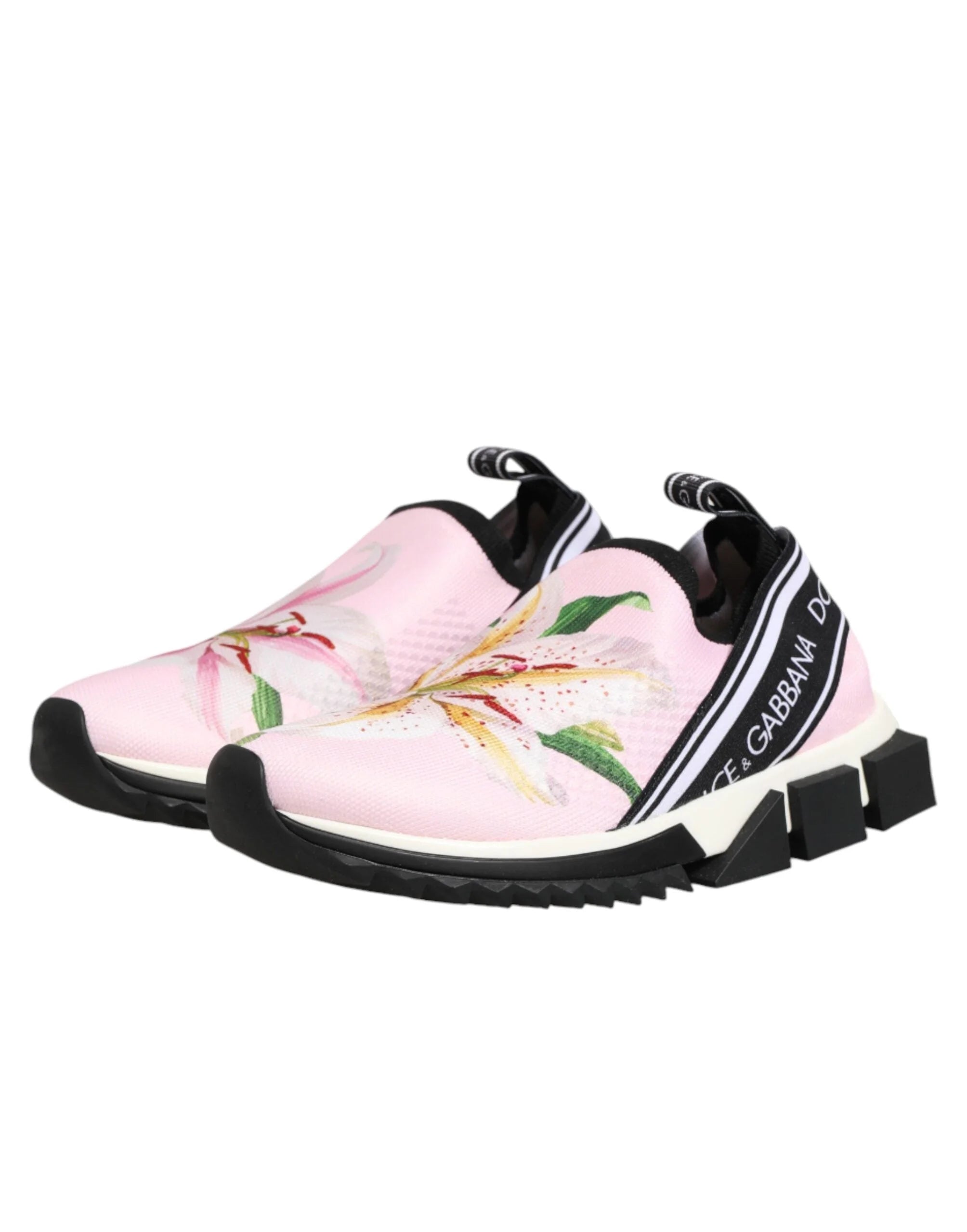 Dolce & Gabbana Pink Floral Sorrento Low Top Sneakers Shoes - EU37/US6.5 - Sneakers