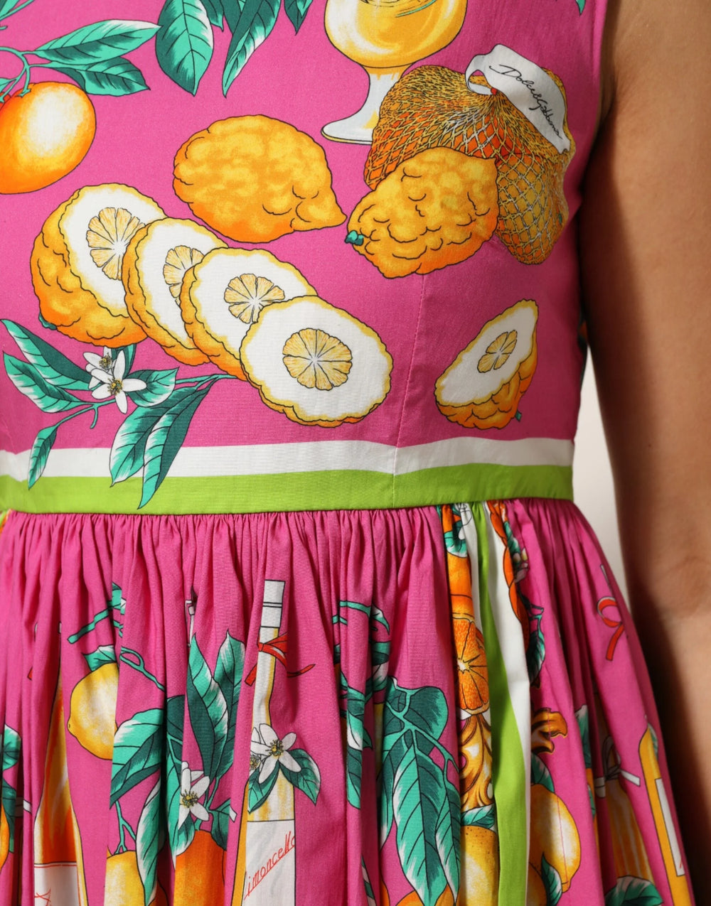 Dolce & Gabbana Pink Fruit Print A-line Mini Sleeveless Dress - IT42|M - Dresses