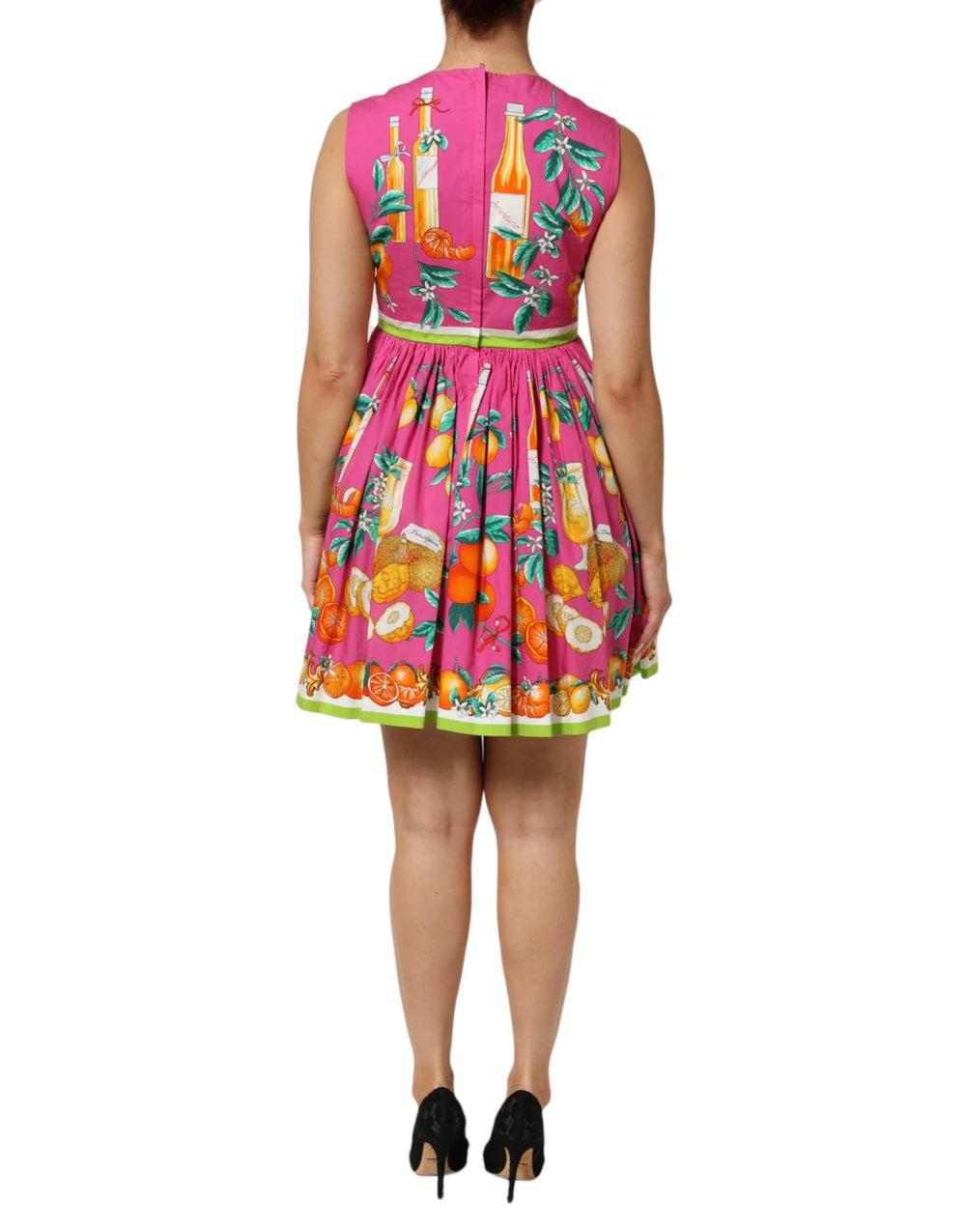 Dolce & Gabbana Pink Fruit Print A-line Mini Sleeveless Dress - IT42|M - Dresses