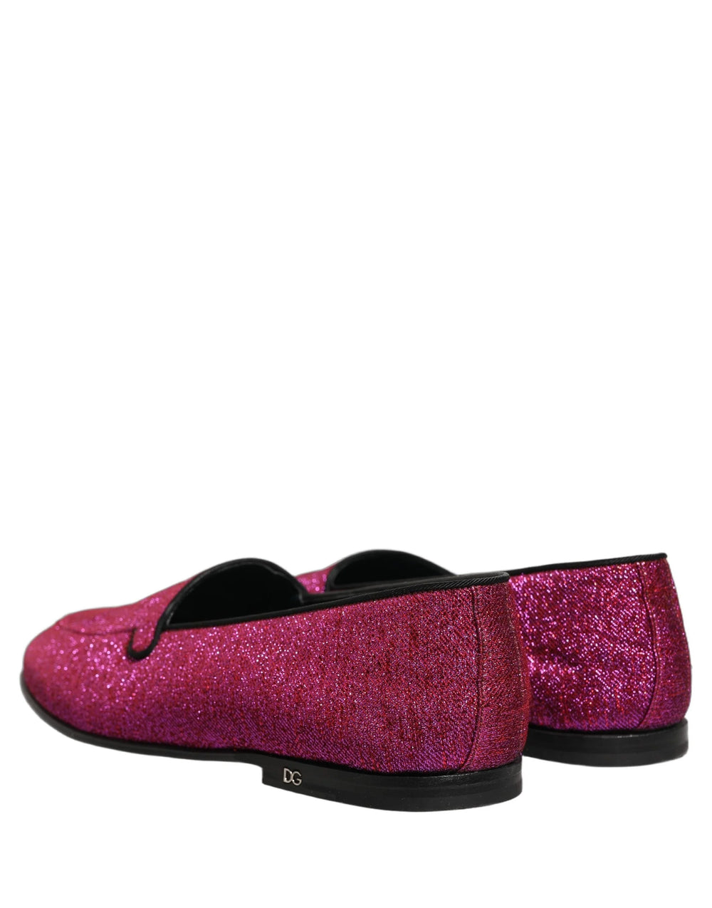 Dolce & Gabbana Pink Glitter Lurex Logo Dress Loafers Shoes - EU43/US10