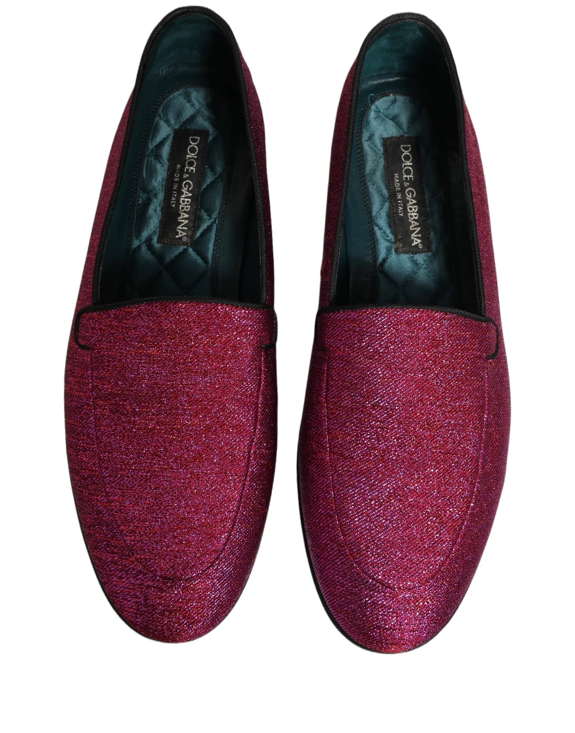 Dolce & Gabbana Pink Glitter Lurex Logo Dress Loafers Shoes - EU43/US10