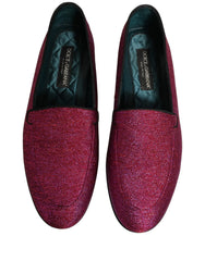Dolce & Gabbana Pink Glitter Lurex Logo Dress Loafers Shoes - EU43/US10