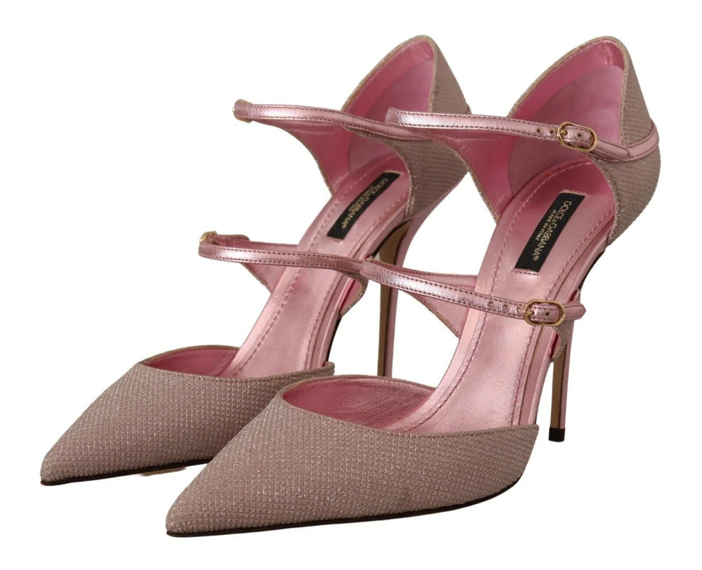 Dolce & Gabbana Pink Glittered Strappy Sandals Mary Jane Shoes - EU39/US8.5 - Sandals