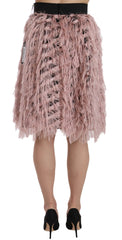 Dolce & Gabbana Pink Gold Fringe Metallic Pencil A-line Skirt - IT42|M