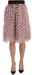 Dolce & Gabbana Pink Gold Fringe Metallic Pencil A-line Skirt - IT42|M