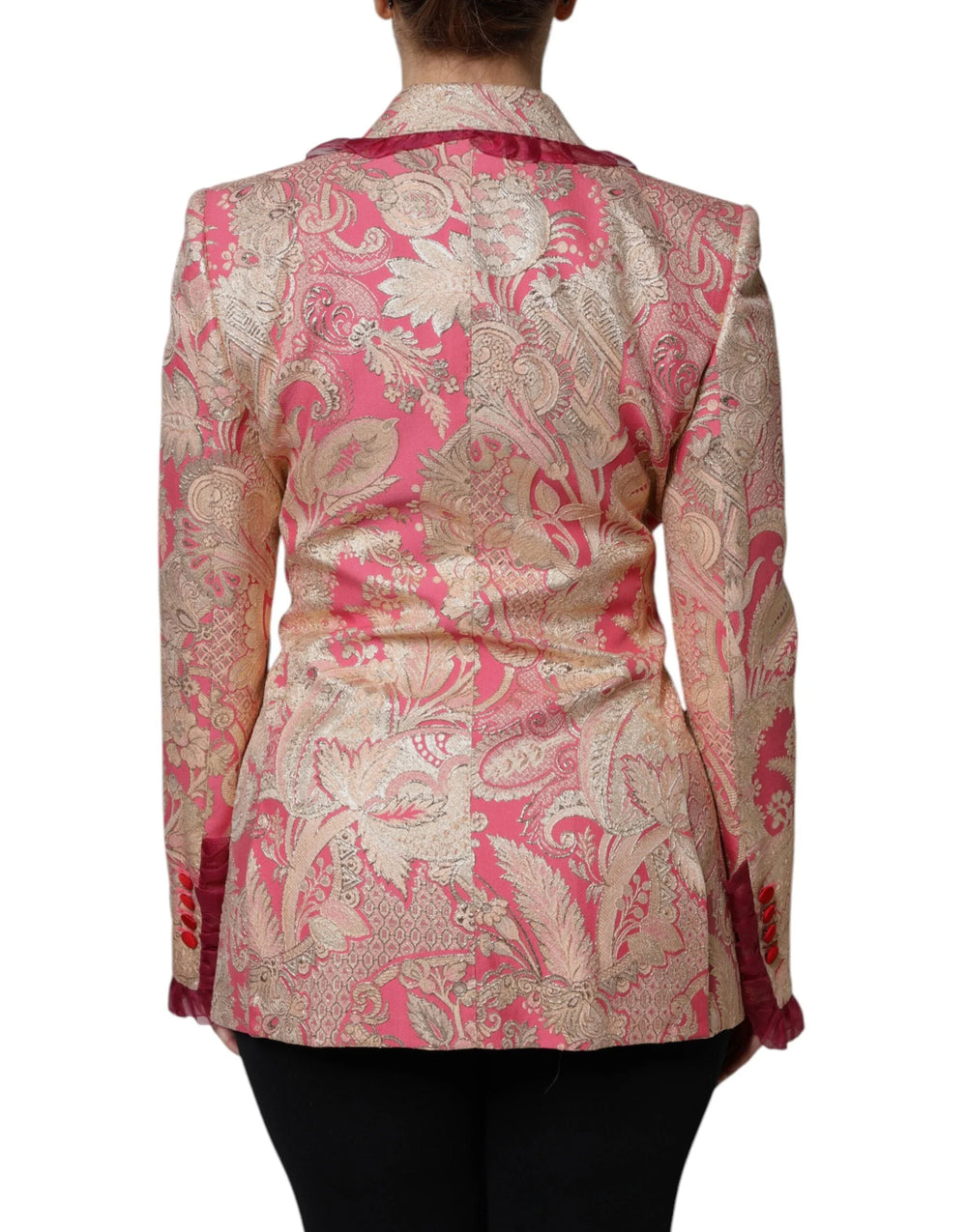Dolce & Gabbana Pink Gold Jacquard Nylon Coat Blazer Jacket - Sport Jackets