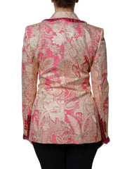 Dolce & Gabbana Pink Gold Jacquard Nylon Coat Blazer Jacket - Sport Jackets
