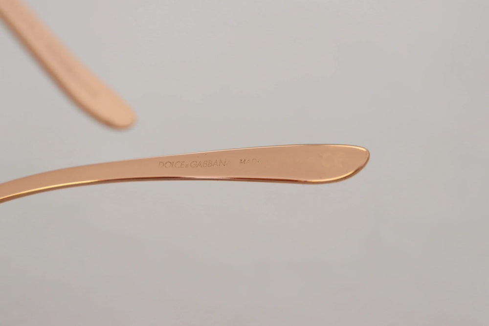 Dolce & Gabbana Pink Gold Rose Sequin Embroidery DG2202 Sunglasses - Sunglasses