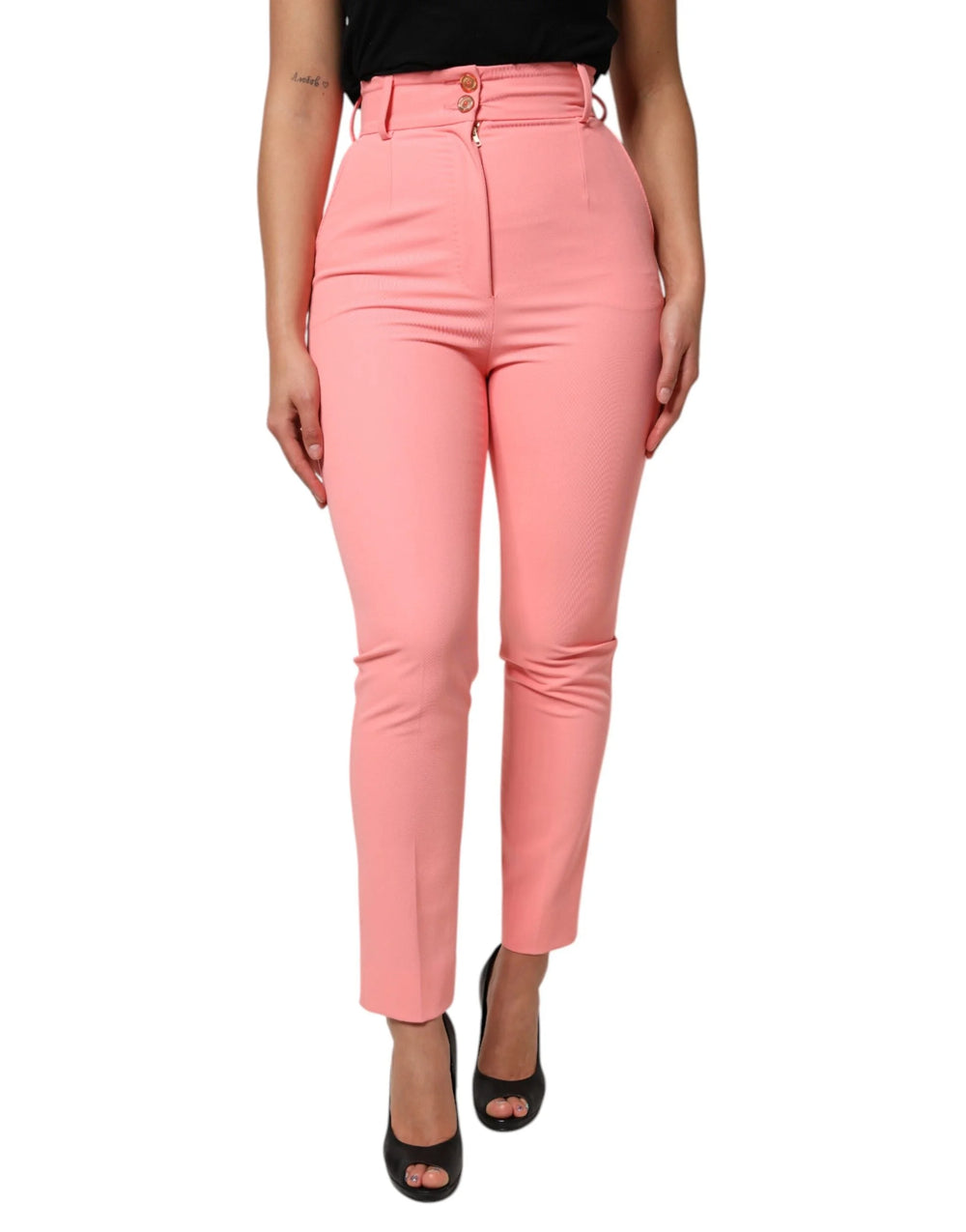 Dolce & Gabbana Pink High Waist Dress Tapered Pants - Trousers