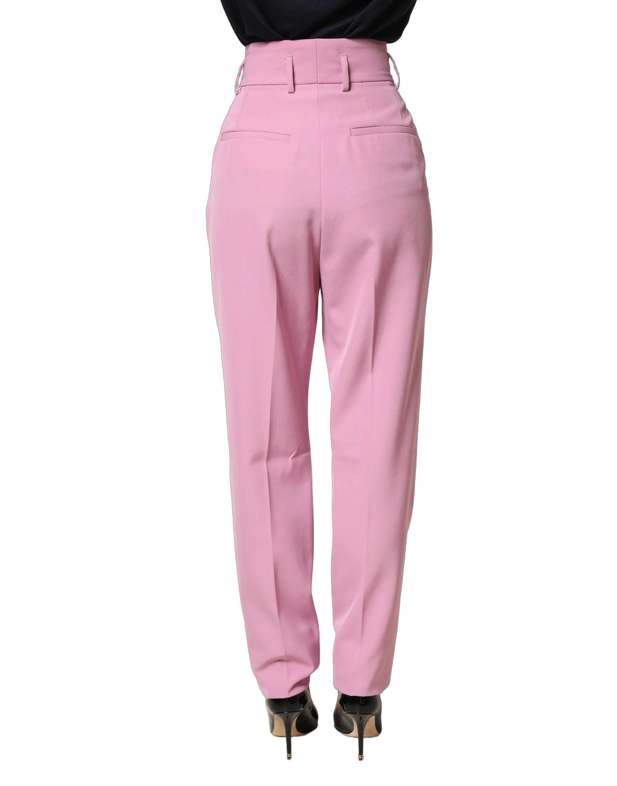 Dolce & Gabbana Pink High Waisted Polyester Trouser Pants - IT36|XXS