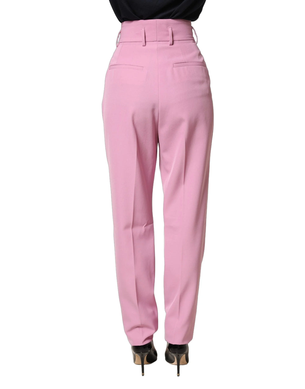 Dolce & Gabbana Pink High Waisted Polyester Trouser Pants - IT36|XXS